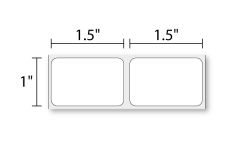 1.5" x 1" 2-Across Inkjet High Gloss Poly 2,130/Roll